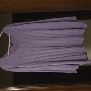 Roaman's Lavender Knit V-Neck Sweater